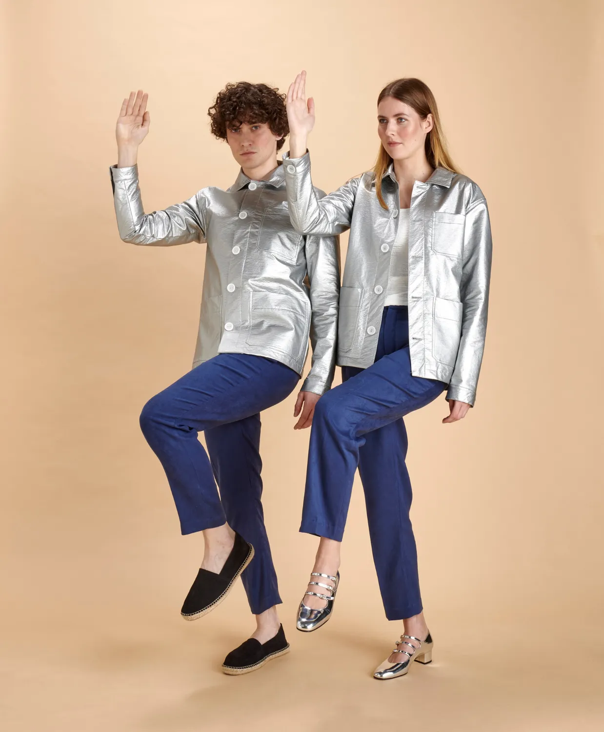 Soubacq Le Bleu Cosmic veste de travail vinyle futuriste