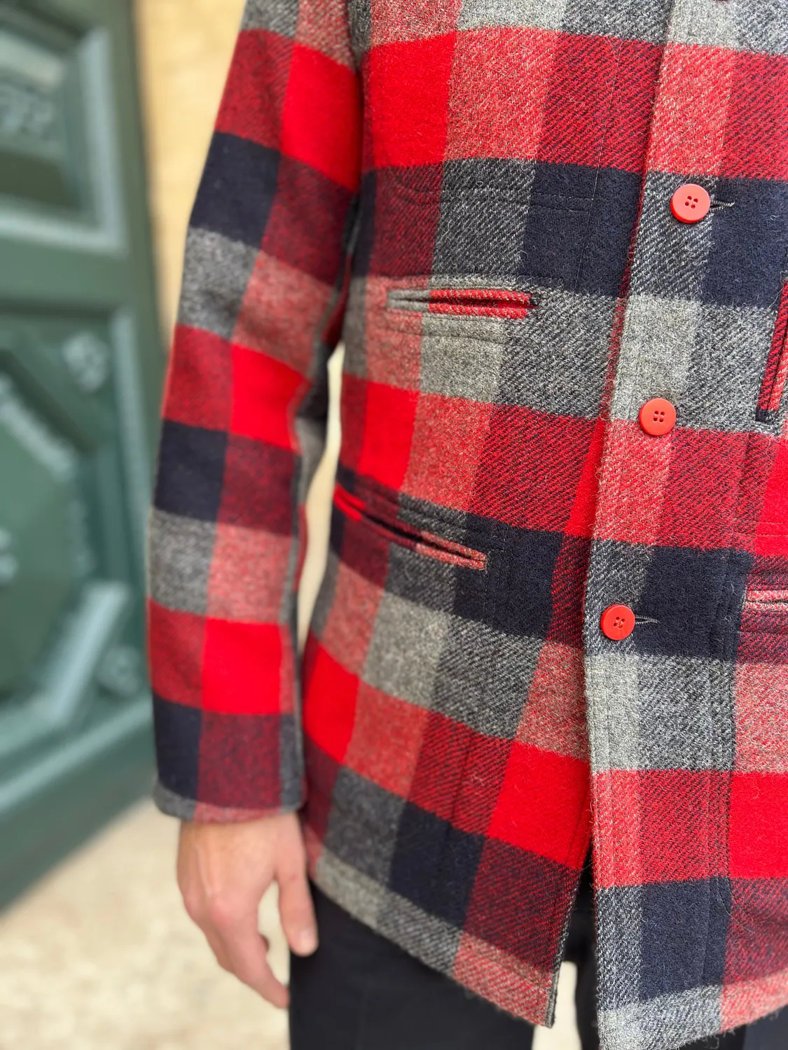 Hollington Architecte veste tweed carreaux rouges