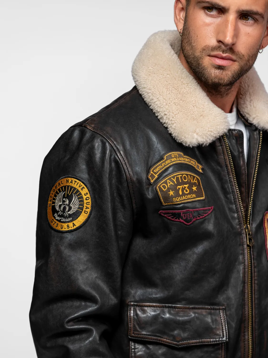 Daytona Mock blouson cuir aviateur noir patiné