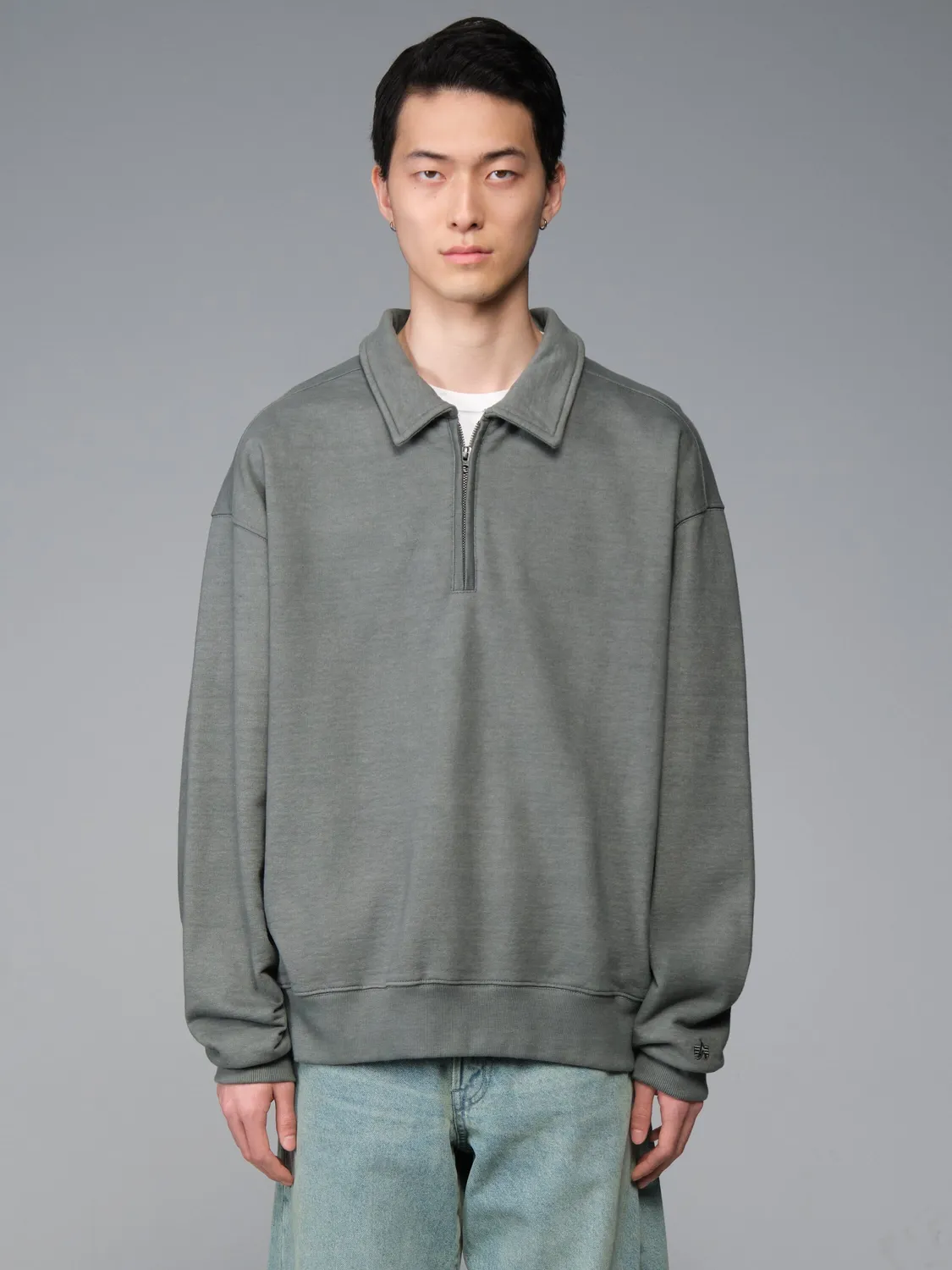 Alpha Industries Essential Battlewash Sweat Zip Hickory Coton
