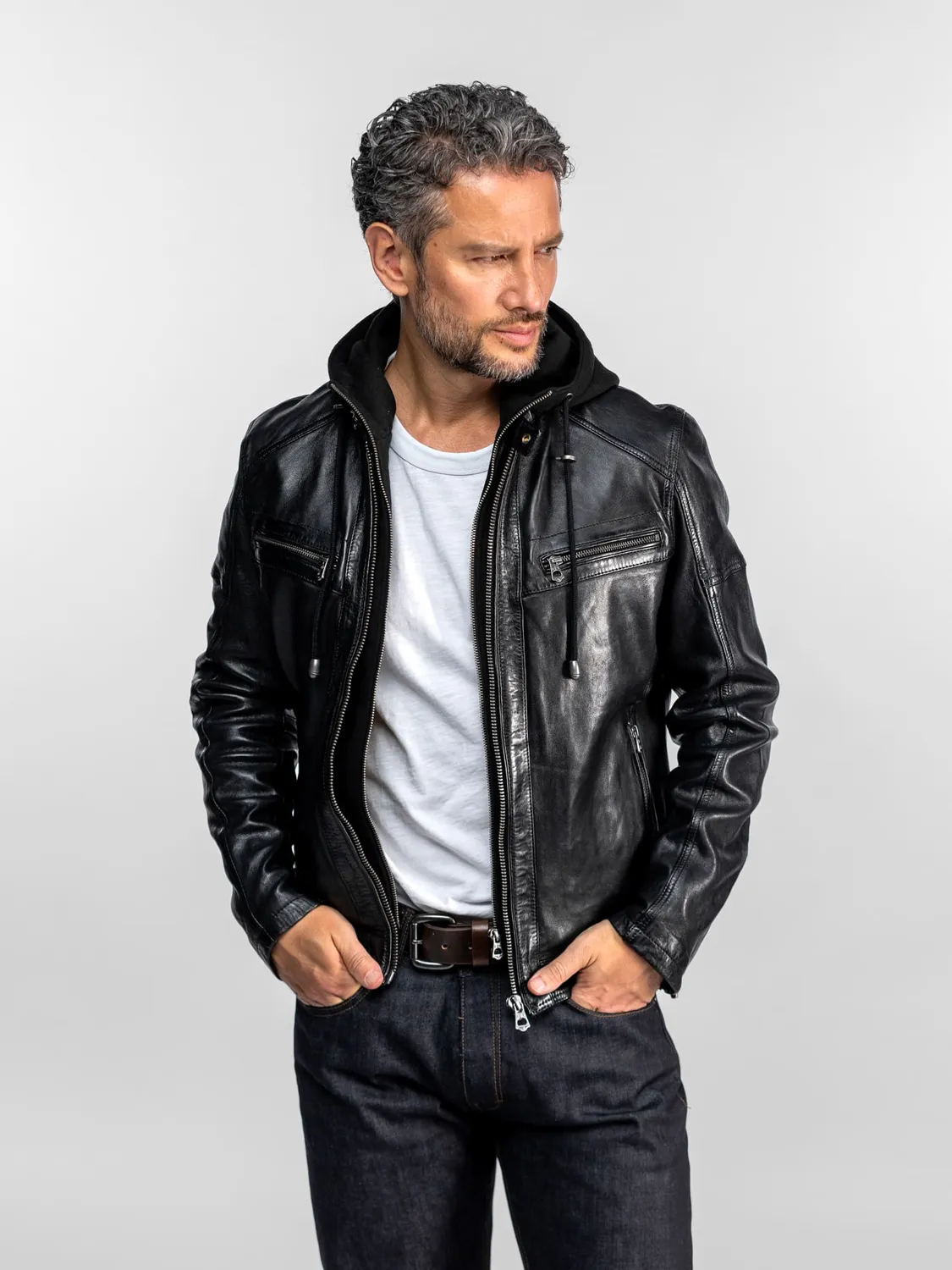 Daytona Bishop blouson cuir vintage agneau noir