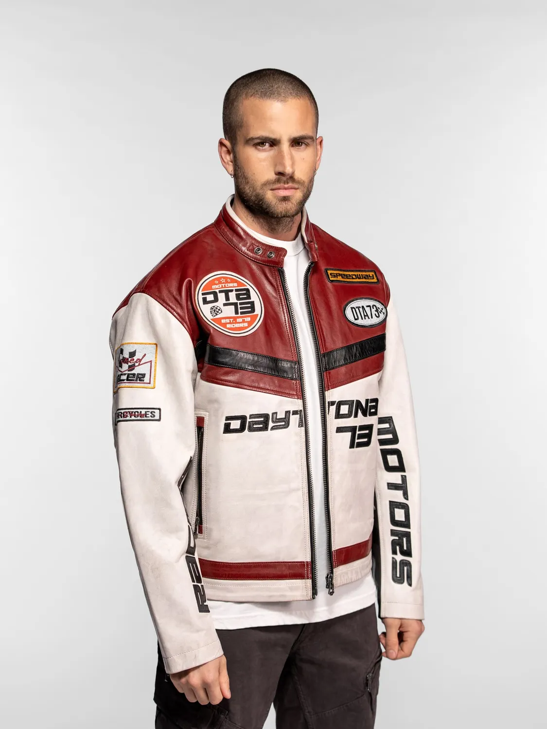 DAYTONA Sanilac Blouson racing cuir oversize vert