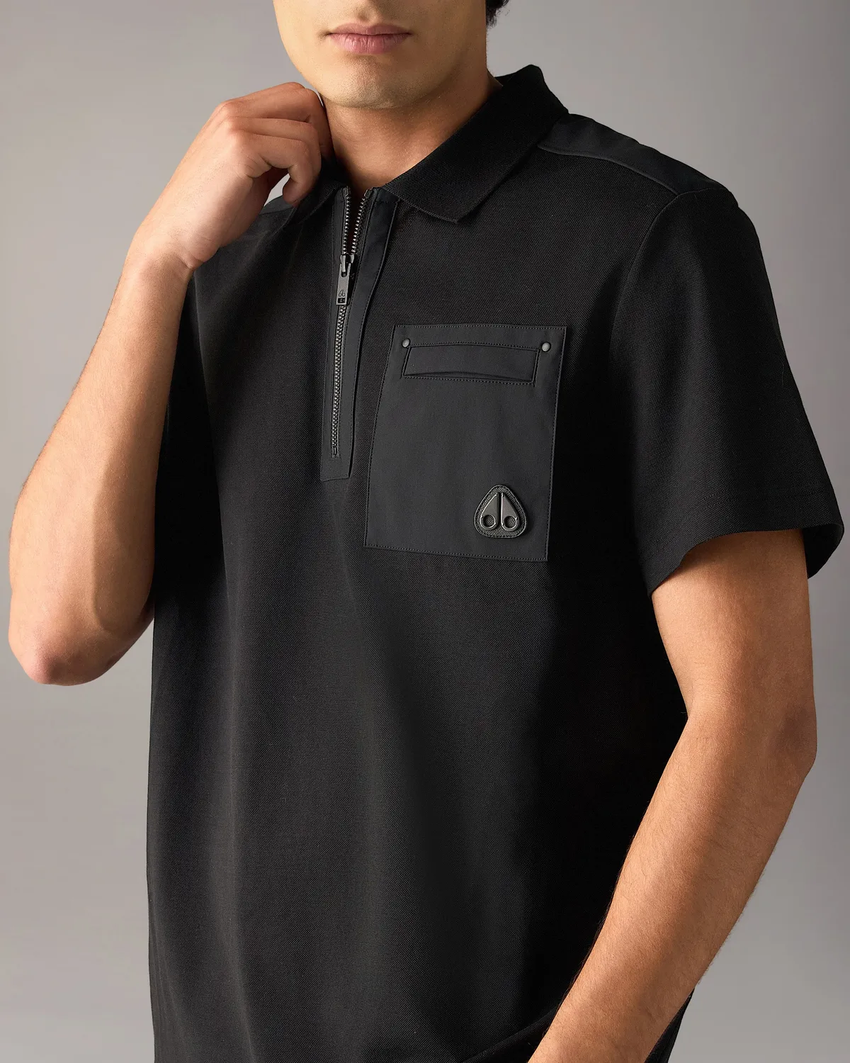 Moose Knuckles Dalon polo noir logo