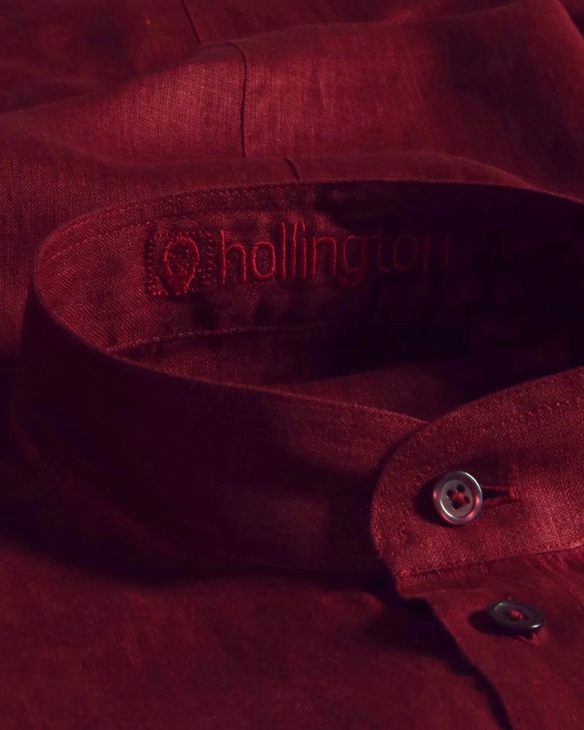 Hollington chemise col mao lin burgundy coupe droite