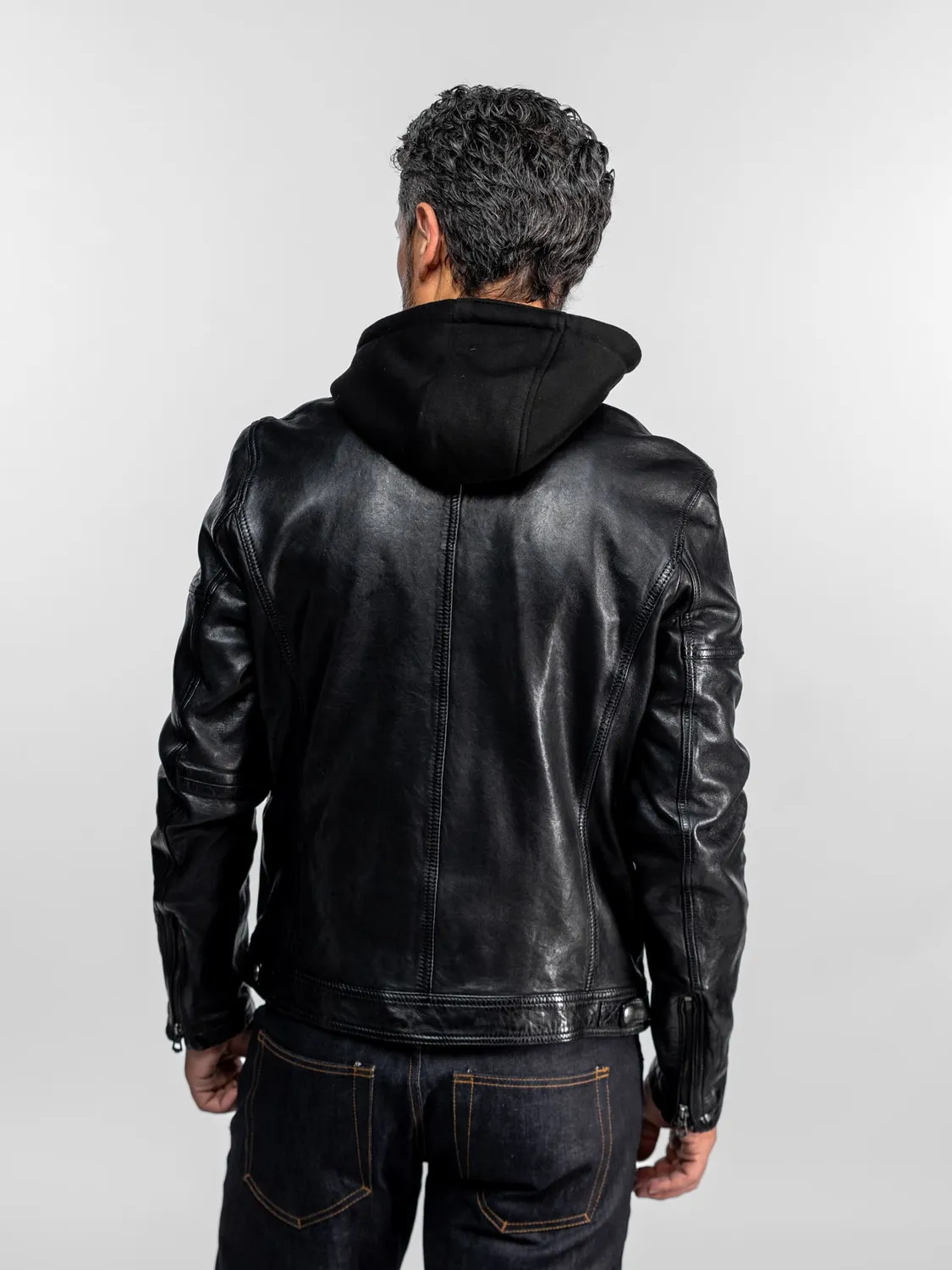 Daytona Bishop blouson cuir vintage agneau noir