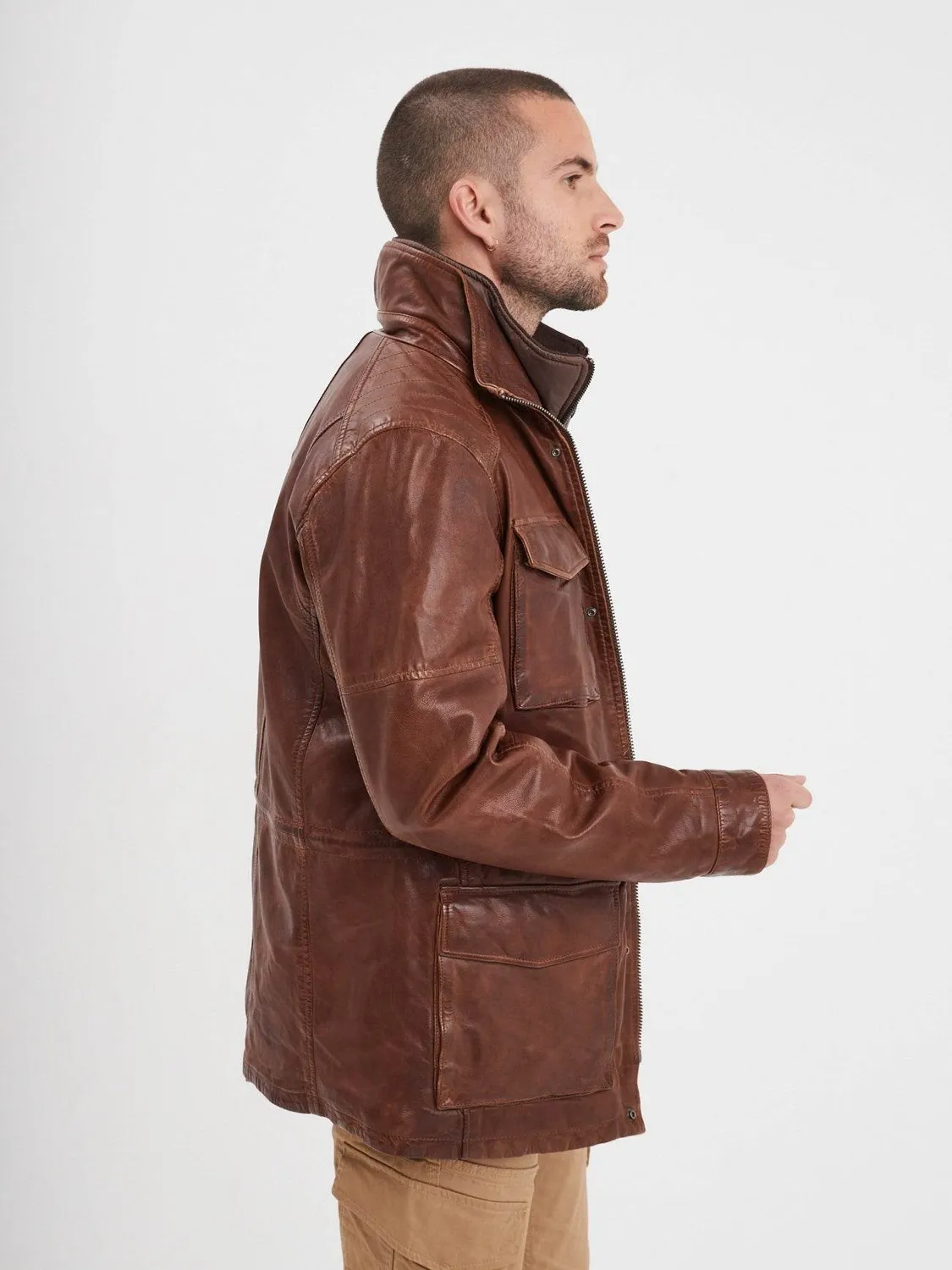 Daytona Rodeo blouson cuir bison mouton lavé