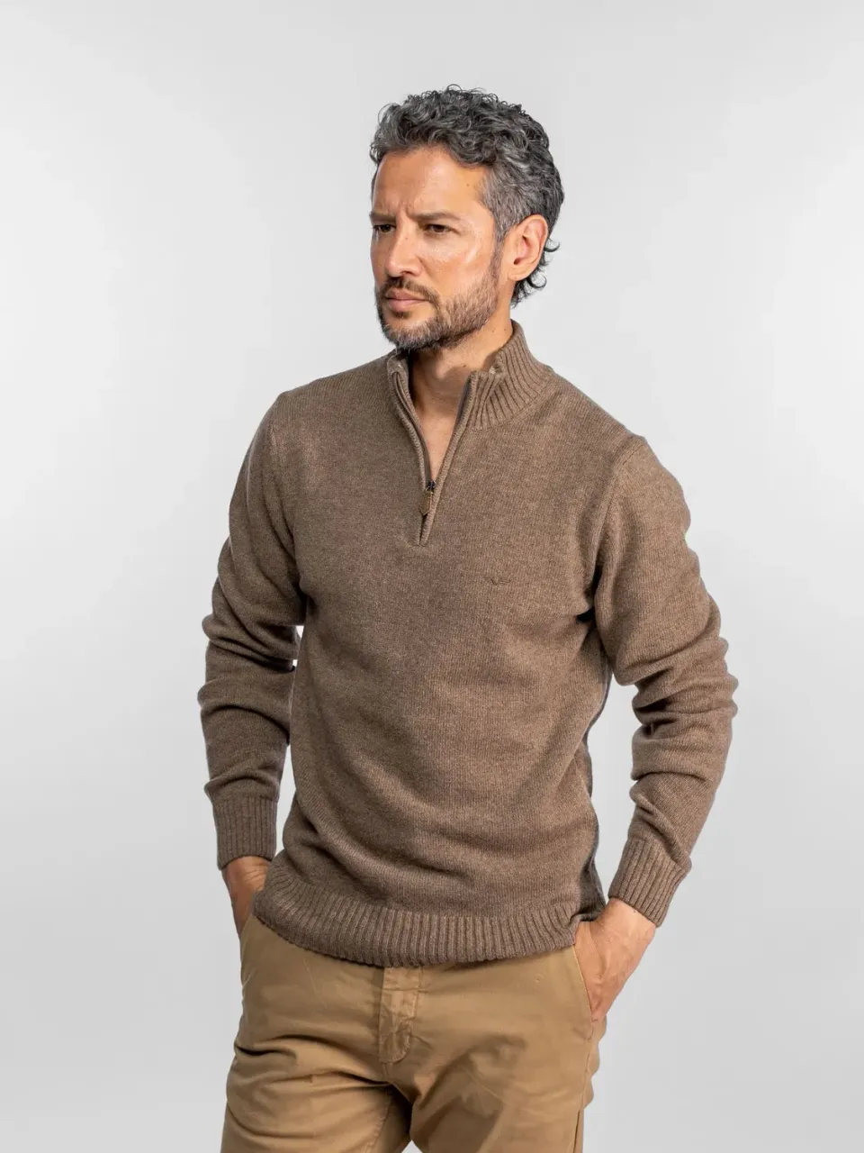 Daytona Quartermast pull homme anthracite laine col zippé