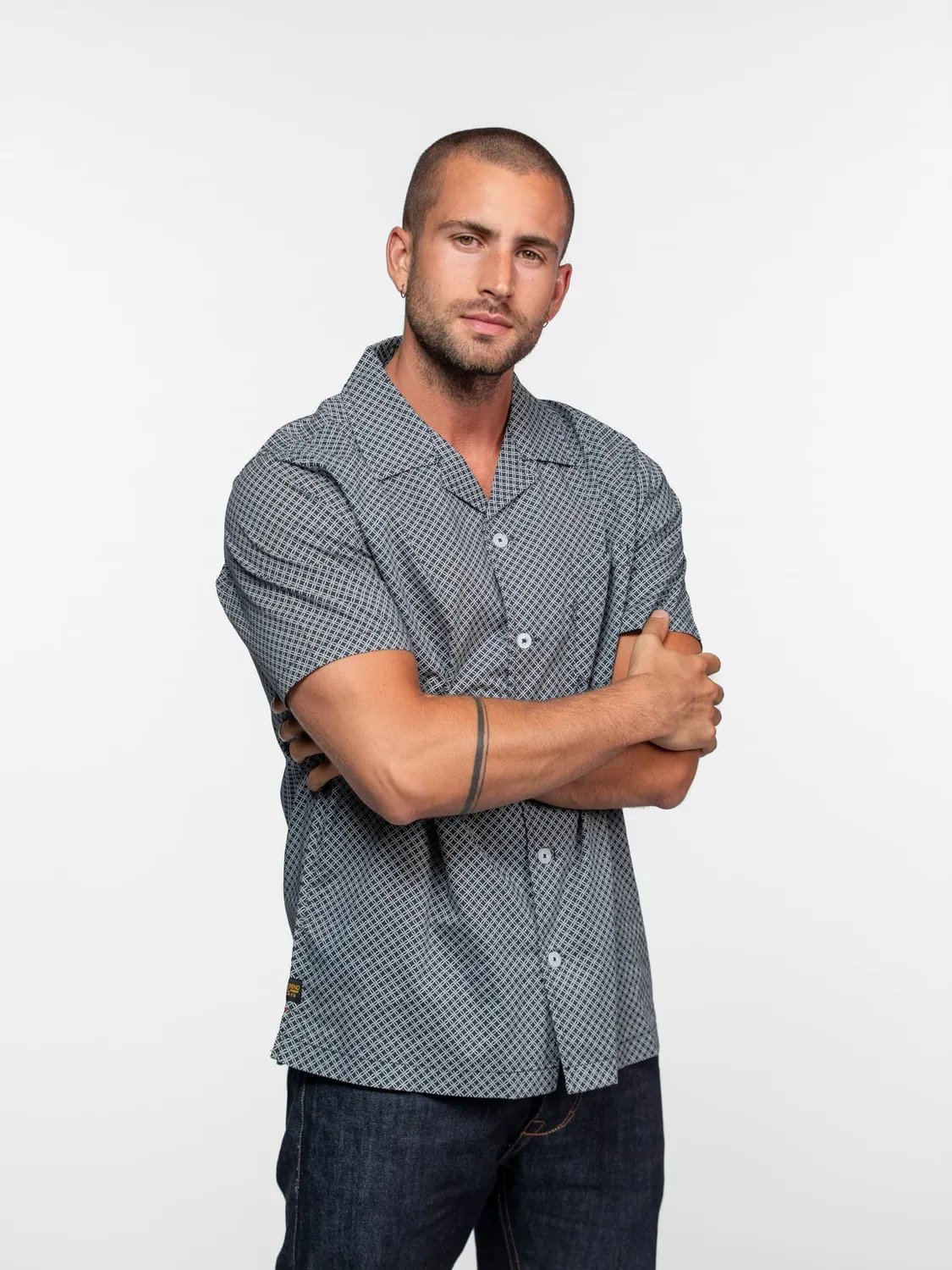 Daytona Sudbury chemisette homme navy/offwhite à motifs