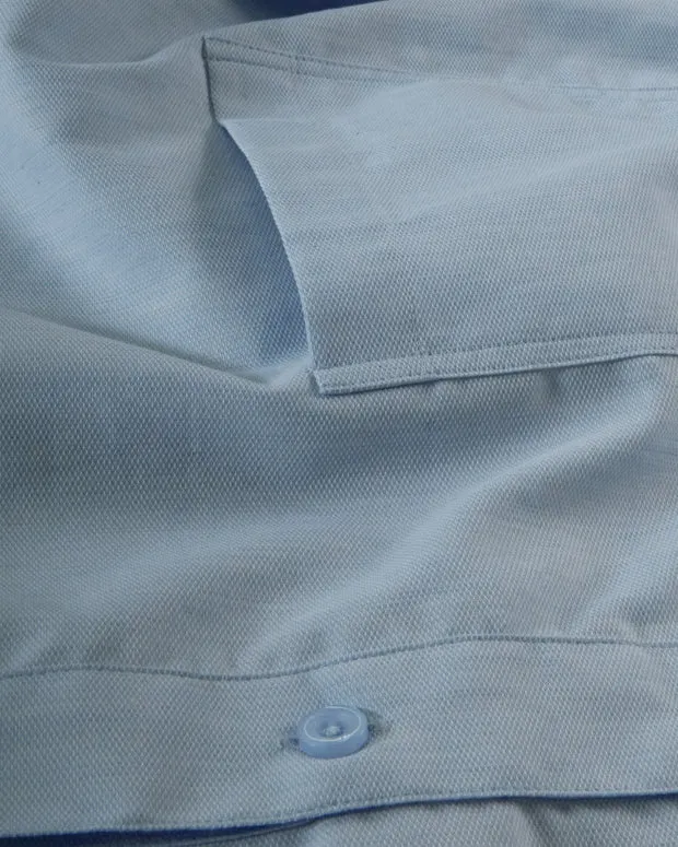 Hollington chemise col nehru bleu caviar coton