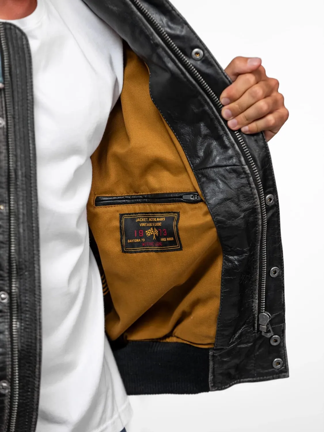 Daytona Langdon teddy homme noir cuir buffle