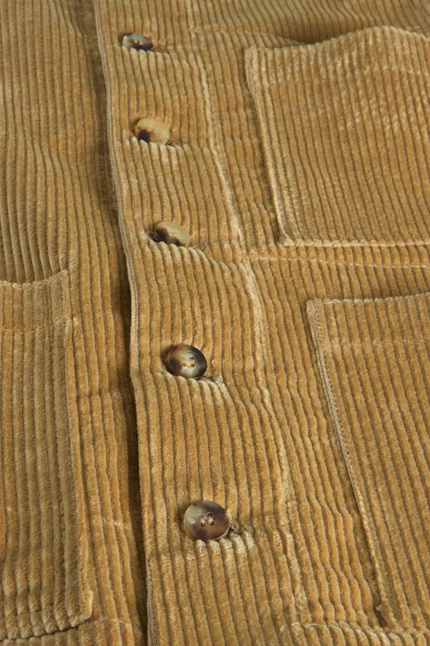 Hollington gilet poches plaquées velours sable laine