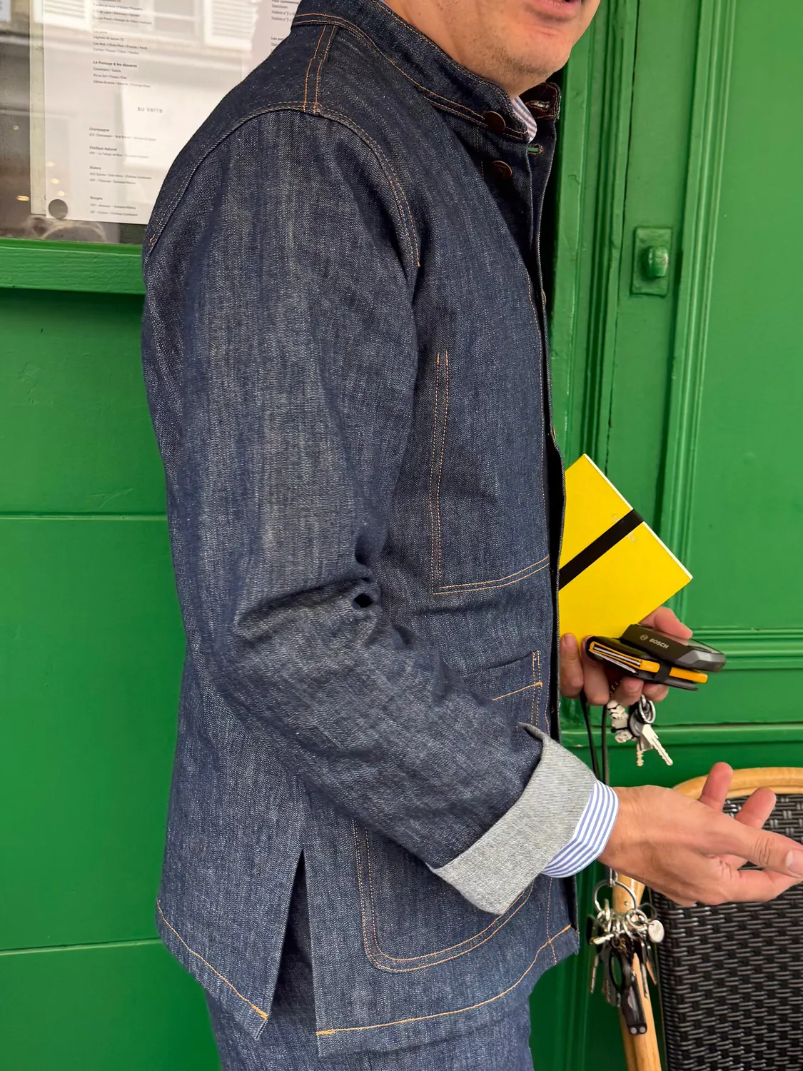 Hollington Naipaul veste denim indigo col officier 42