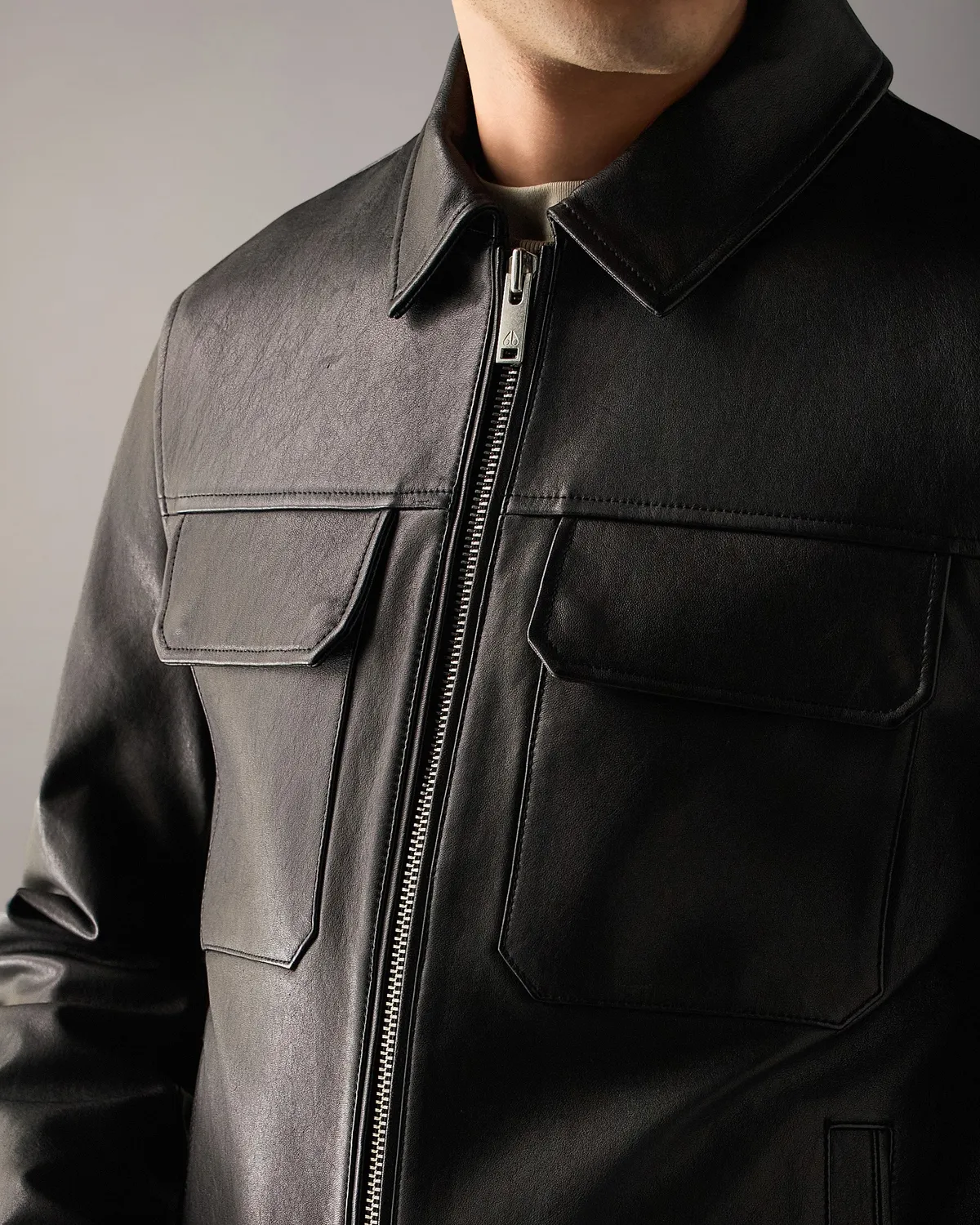 Moose Knuckles Jacques blouson cuir noir véritable