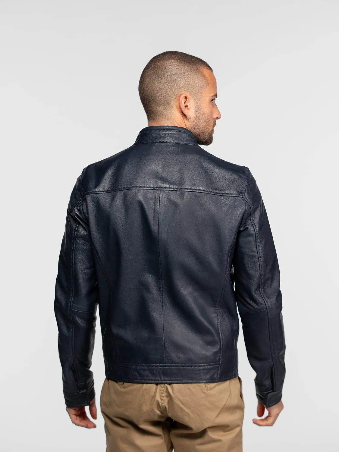 DAYTONA Mercer blouson cuir homme navy mouton grainé