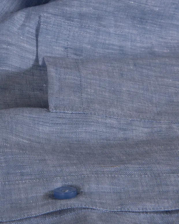 Hollington chemise col mao lin bleu pur