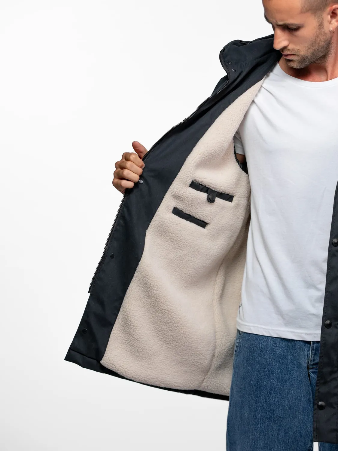 Daytona Lopez parka longue homme Navy doublure sherpa