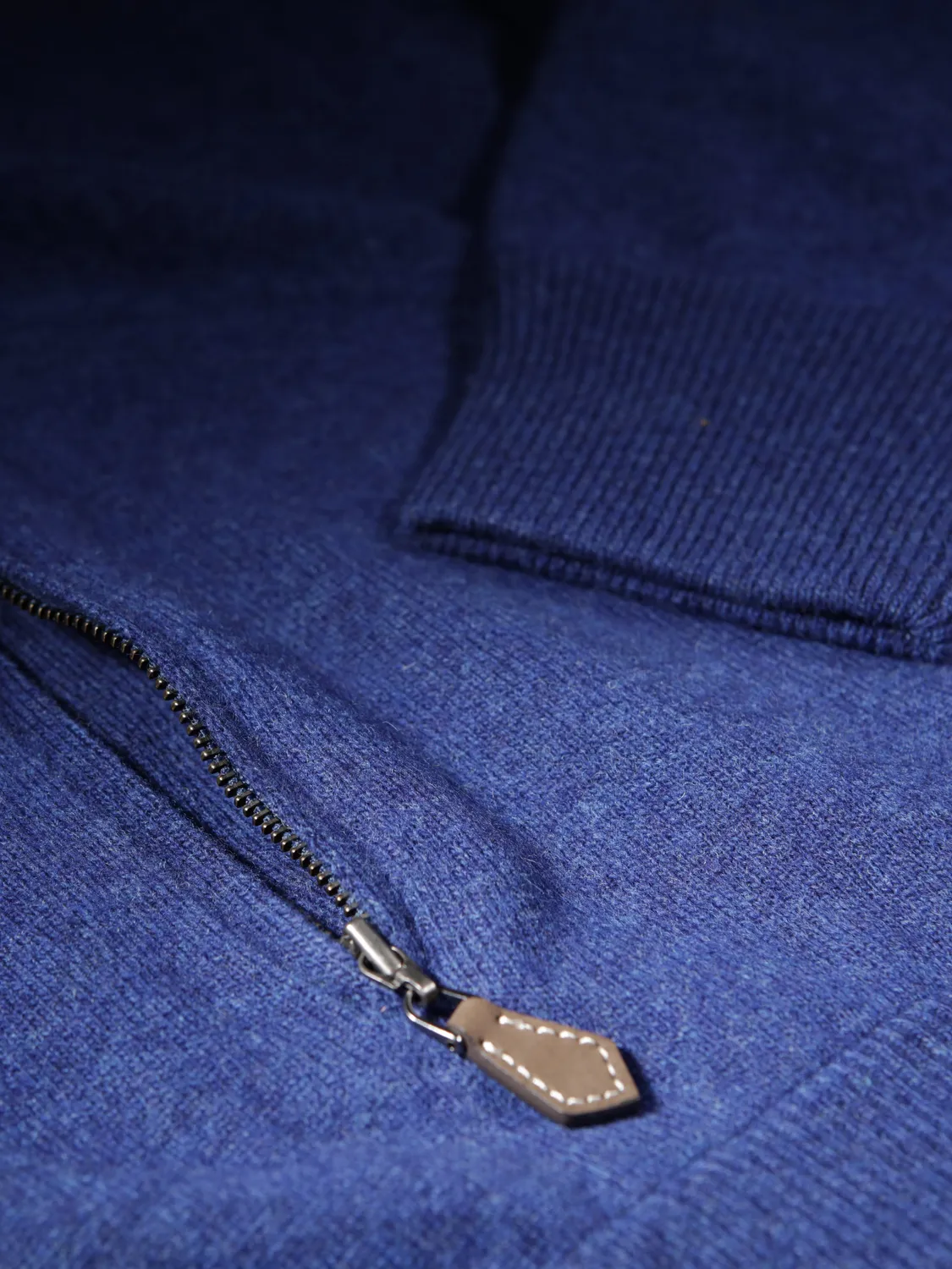 Hollington cardigan zippé Geelong bleu indigo laine
