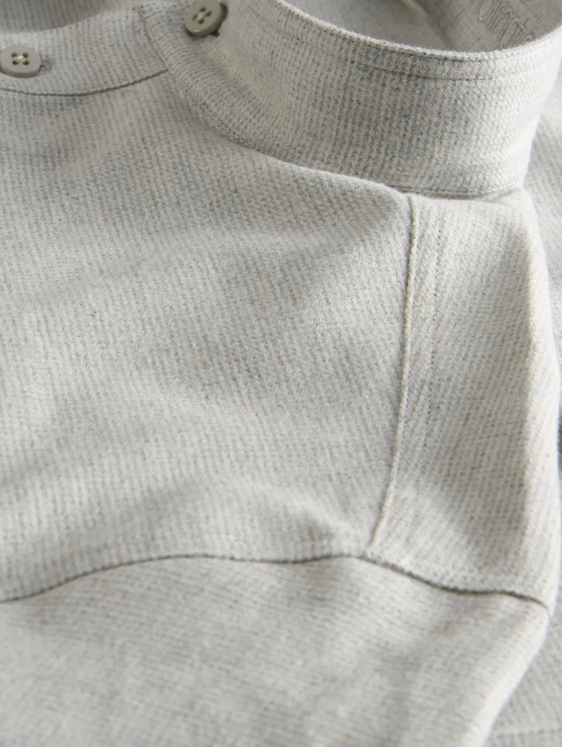 Hollington chemise col mao coton brossé gris pâle 2XL