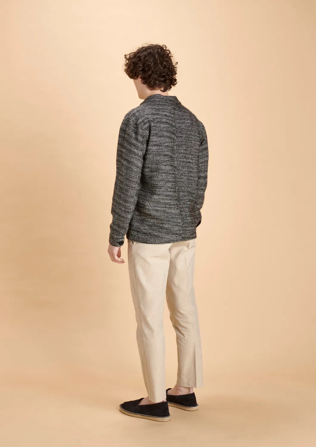 Soubacq Bleu Thistle veste de travail tweed