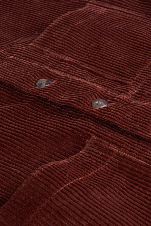Hollington velours chestnut gilet laine poches plaquées