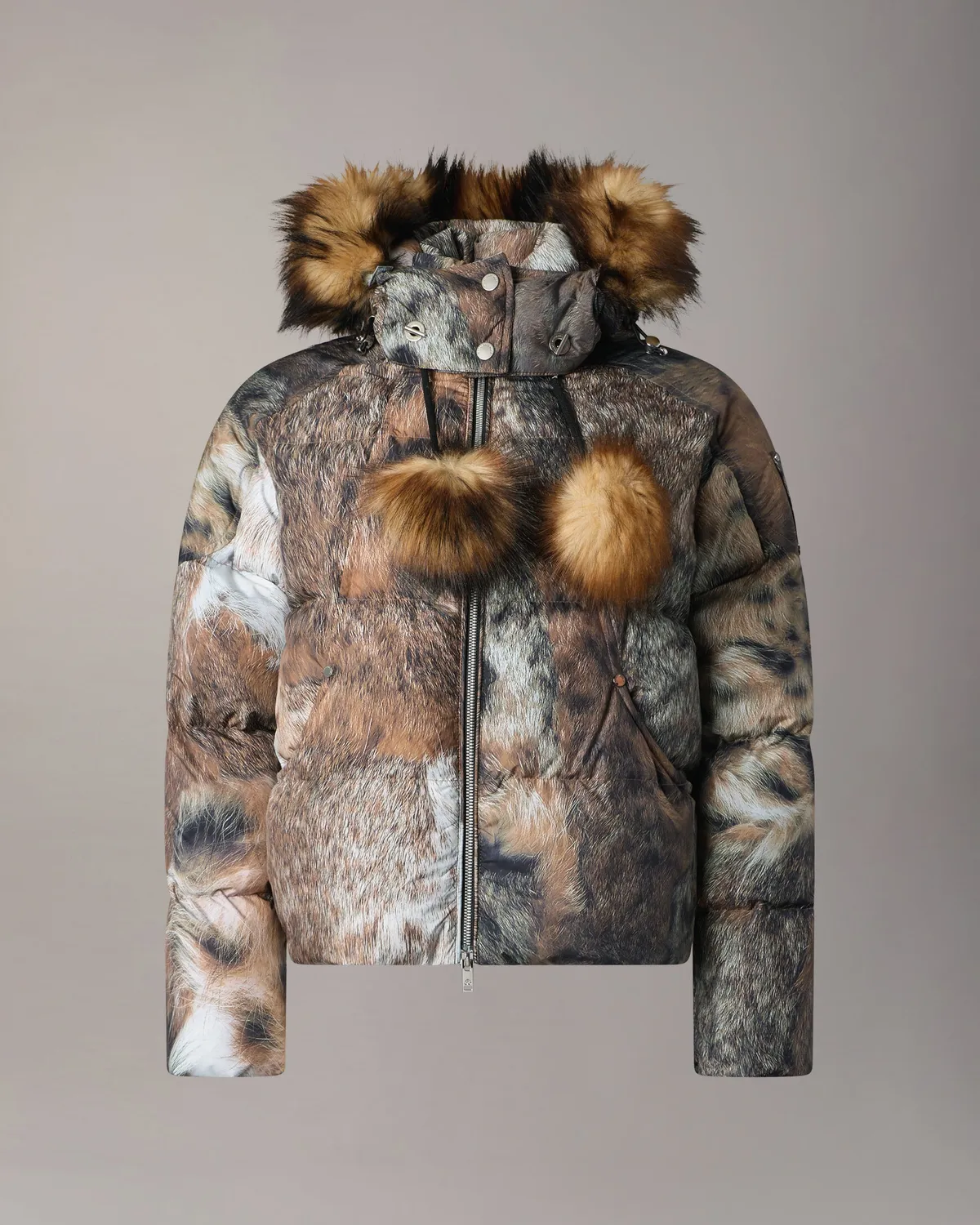 Moose Knuckles Everest doudoune wild-gold imprimé fourrure