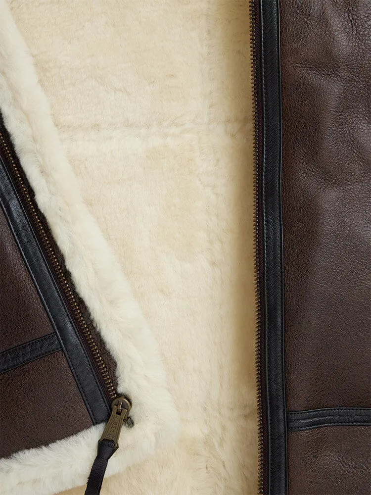 Alpha Industries B-3 Sherpa blouson cuir marron homme