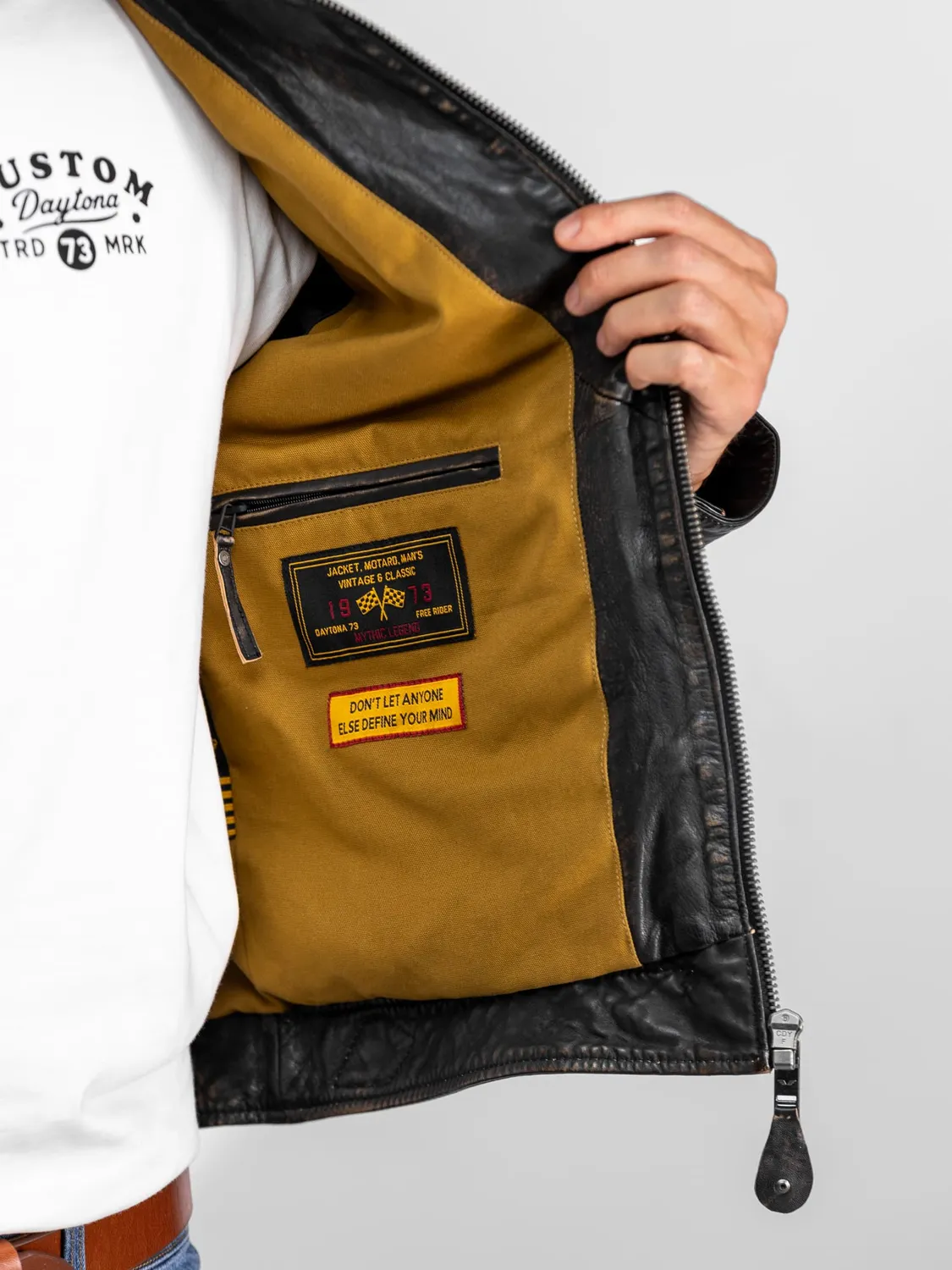 Daytona Nedoc Blouson cuir moto mouton noir vintage