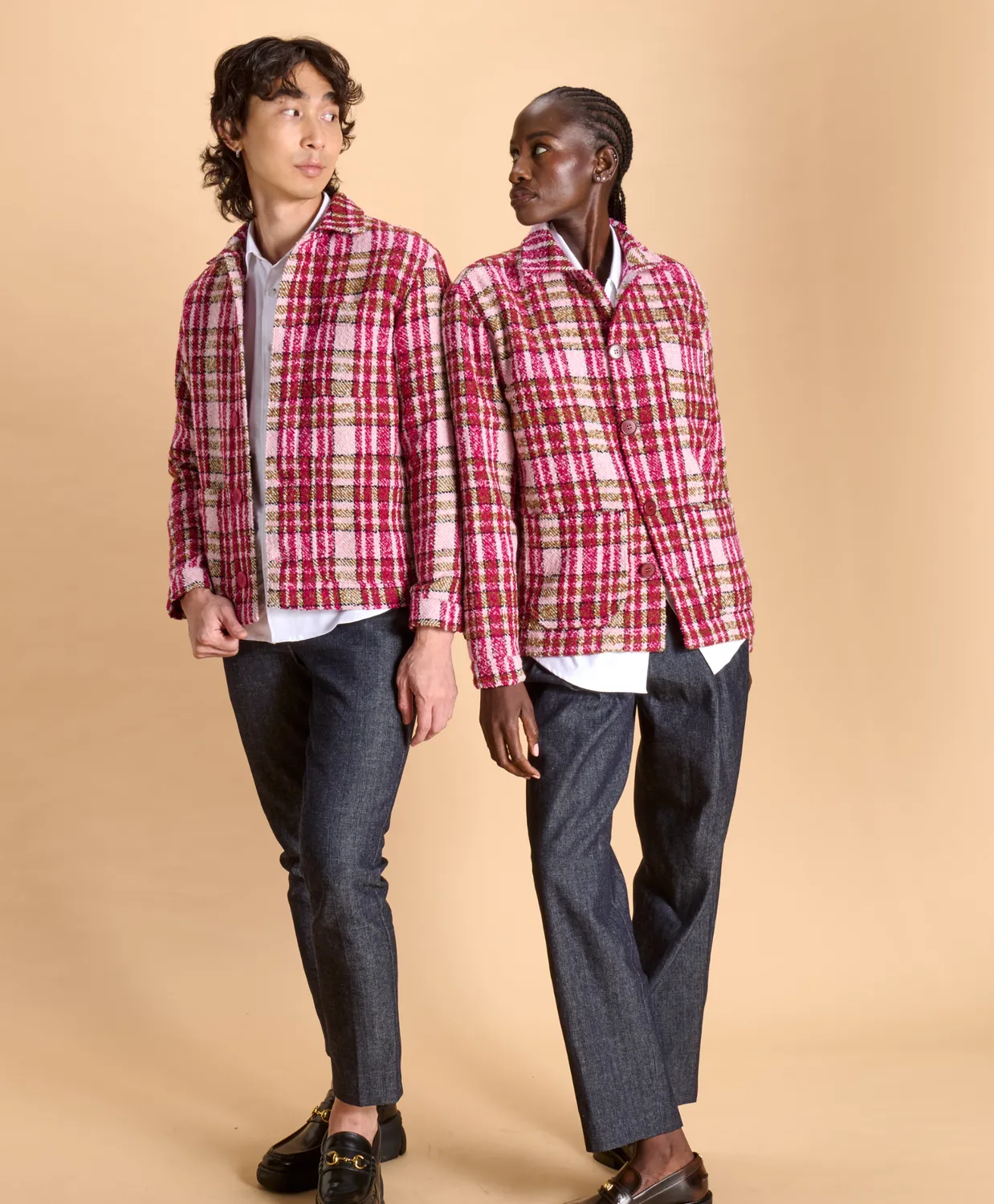 Soubacq Bleu Zita veste travail tweed bleu