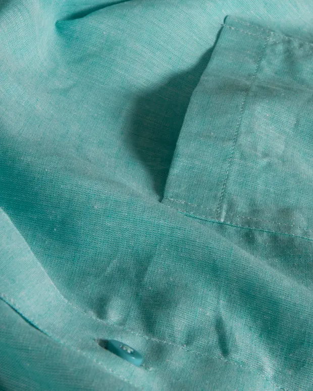 Hollington chemise col mao vert menthe chemise lin coton