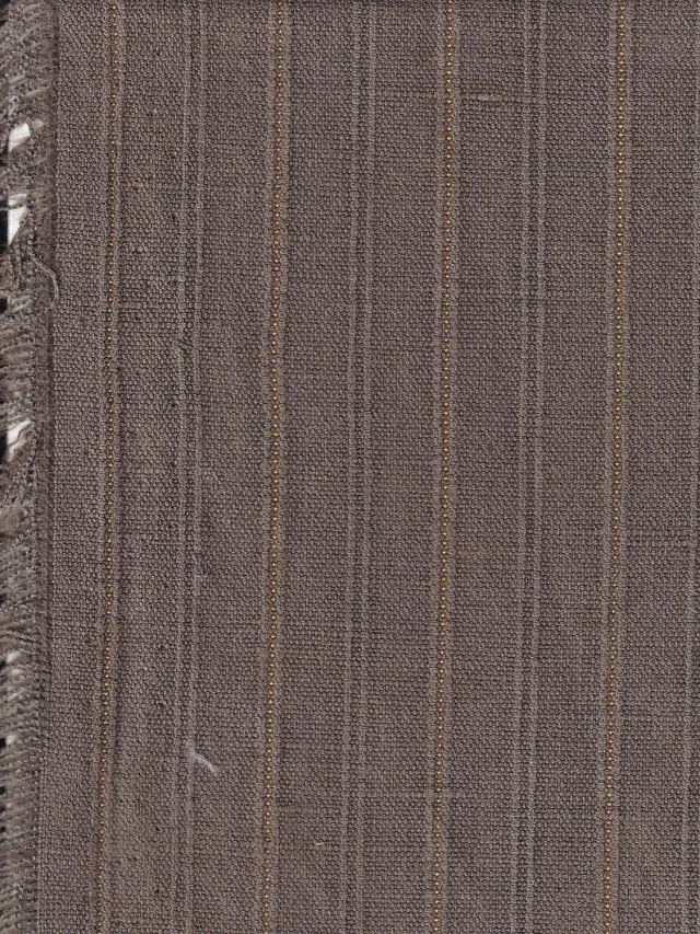 Hollington tissu taupe à rayures or au mètre 5 m tencel lin