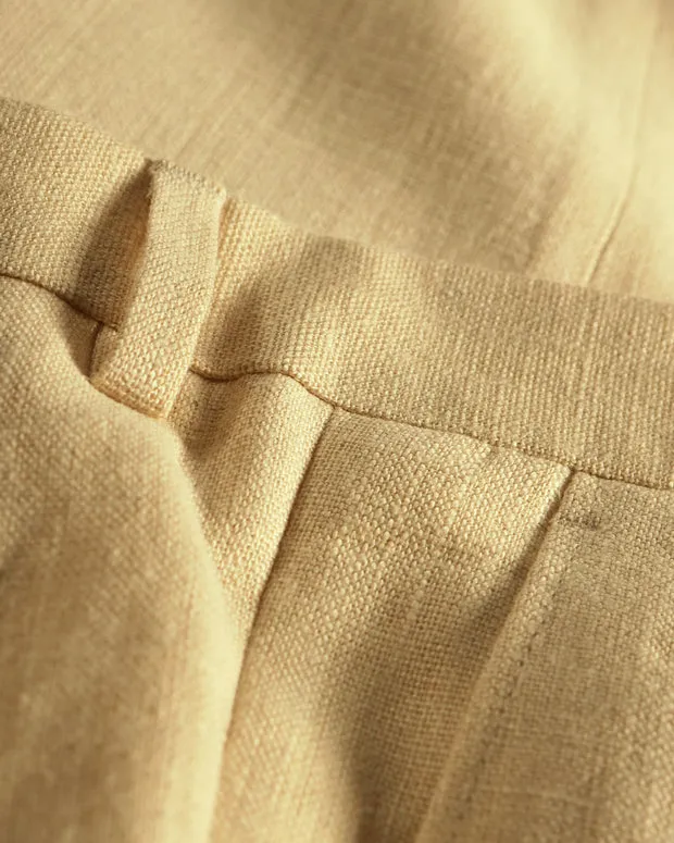 Hollington pantalon Luca plissé lin écru hopsack