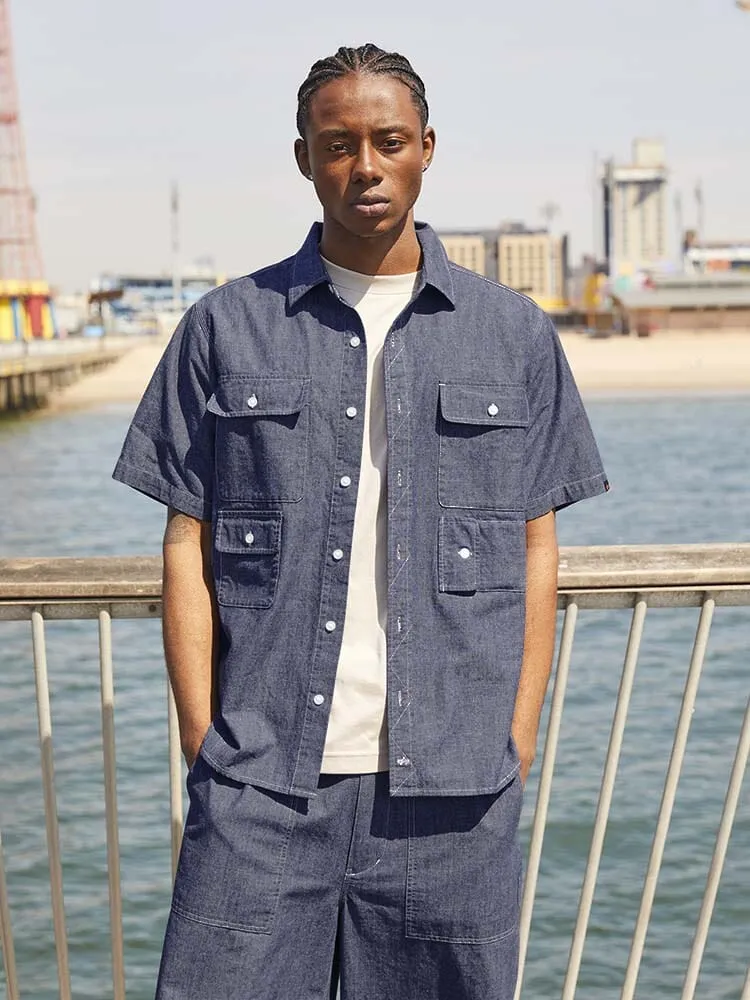 Alpha Industries Multi Pocket chemise courte bleu chambray