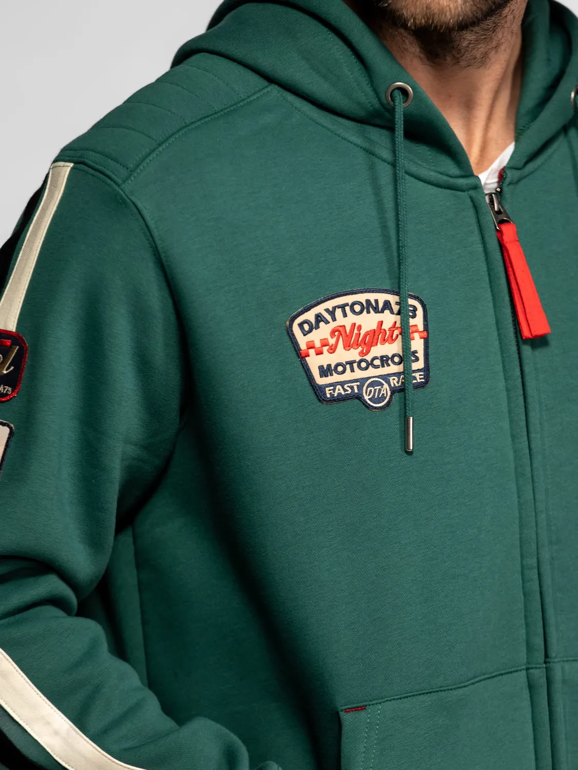 DAYTONA Cowl sweat capuche homme coton patchs racing