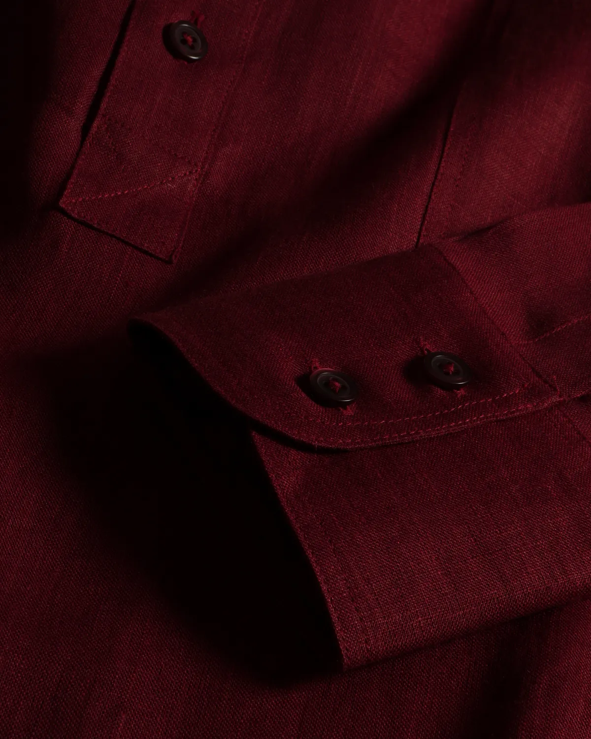 Hollington chemise col mao lin burgundy coupe droite