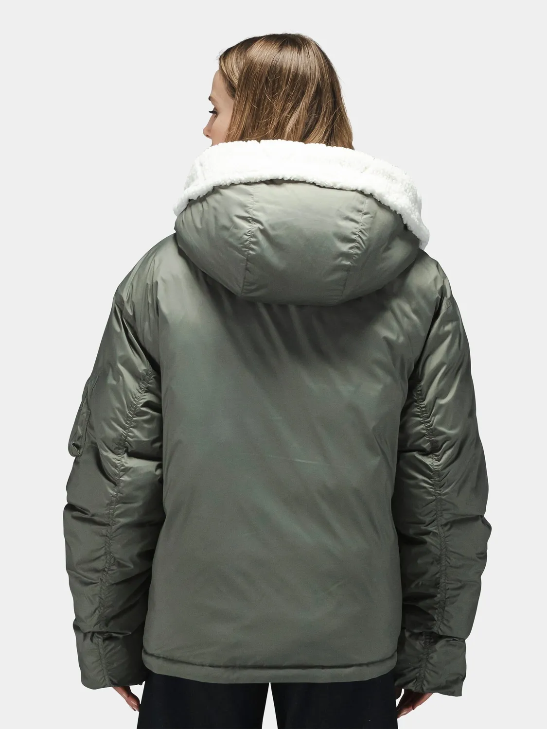 Alpha Industries Short Hybrid parka femme field gray
