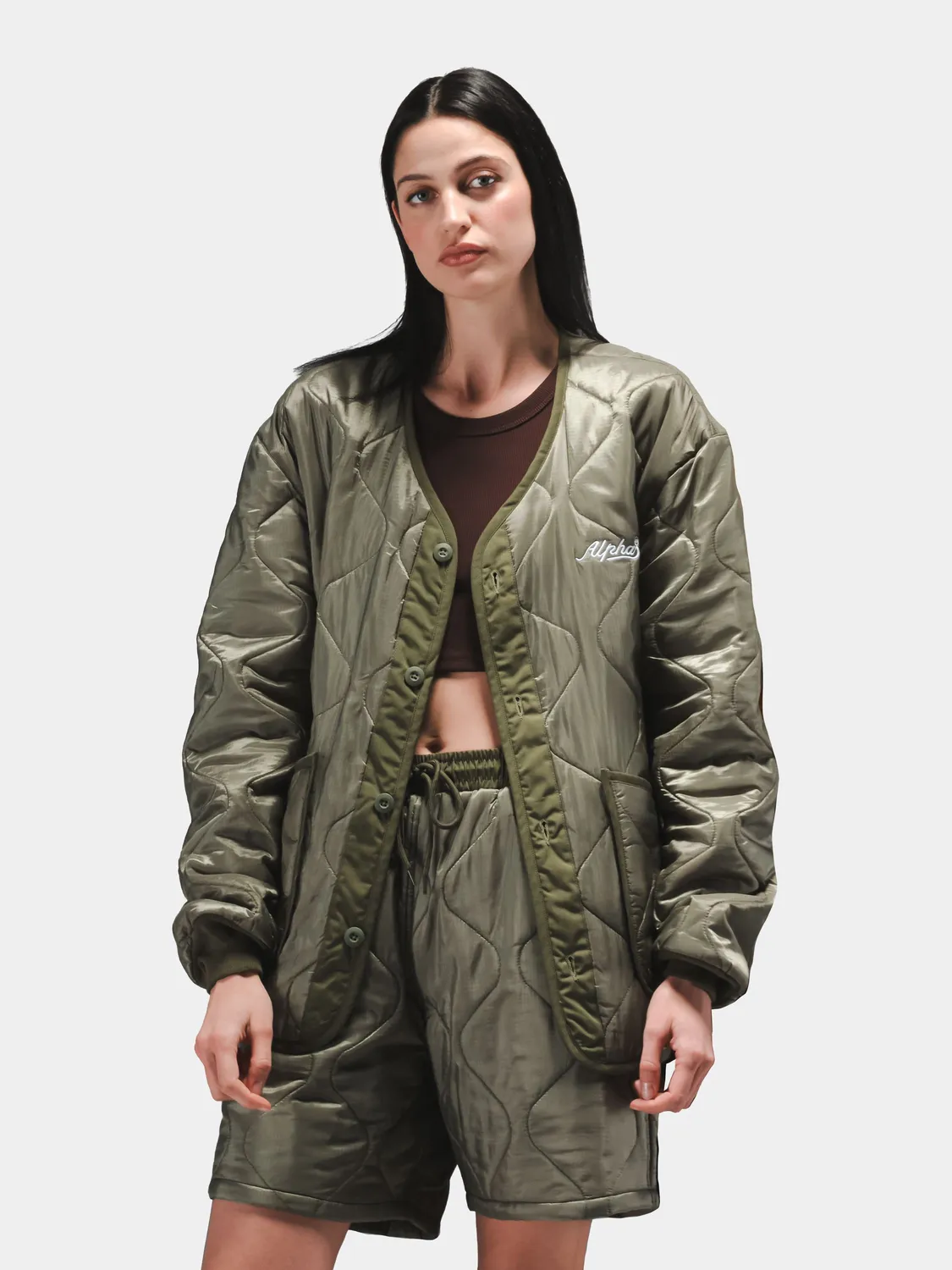 Alpha Industries Relaxed Quilted short nylon vert olive