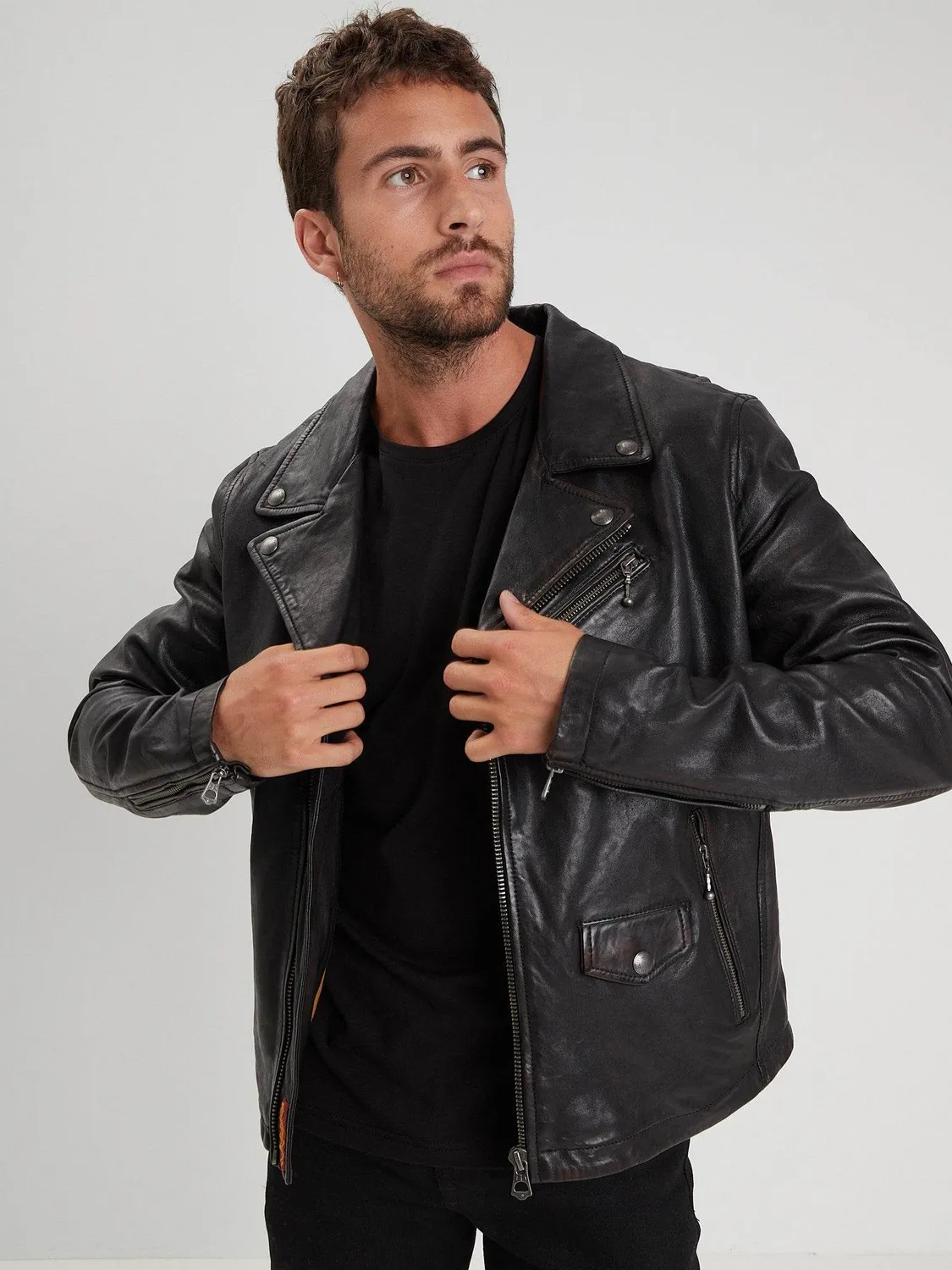 DAYTONA Miami blouson cuir agneau noir biker