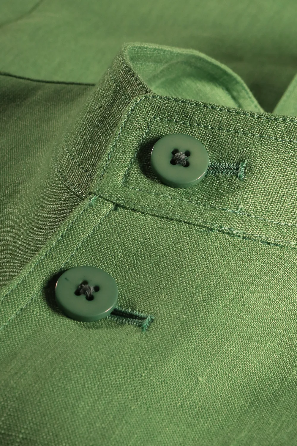 Hollington Megève veste lin verte col officier taille 46