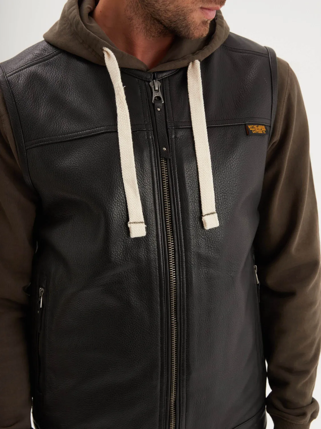 DAYTONA West Road gilet cuir homme chèvre noir