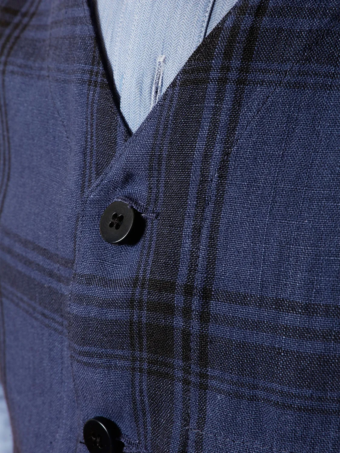 Hollington Lumberjacket gilet lin à carreaux bleu