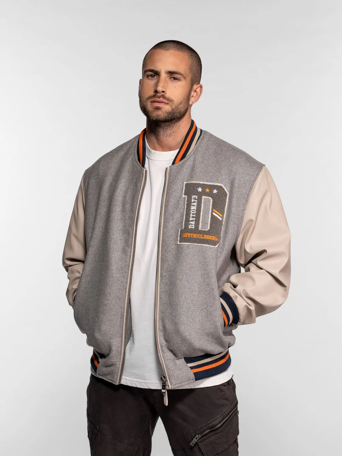 Daytona Grady bomber universitaire gris laine mélangée