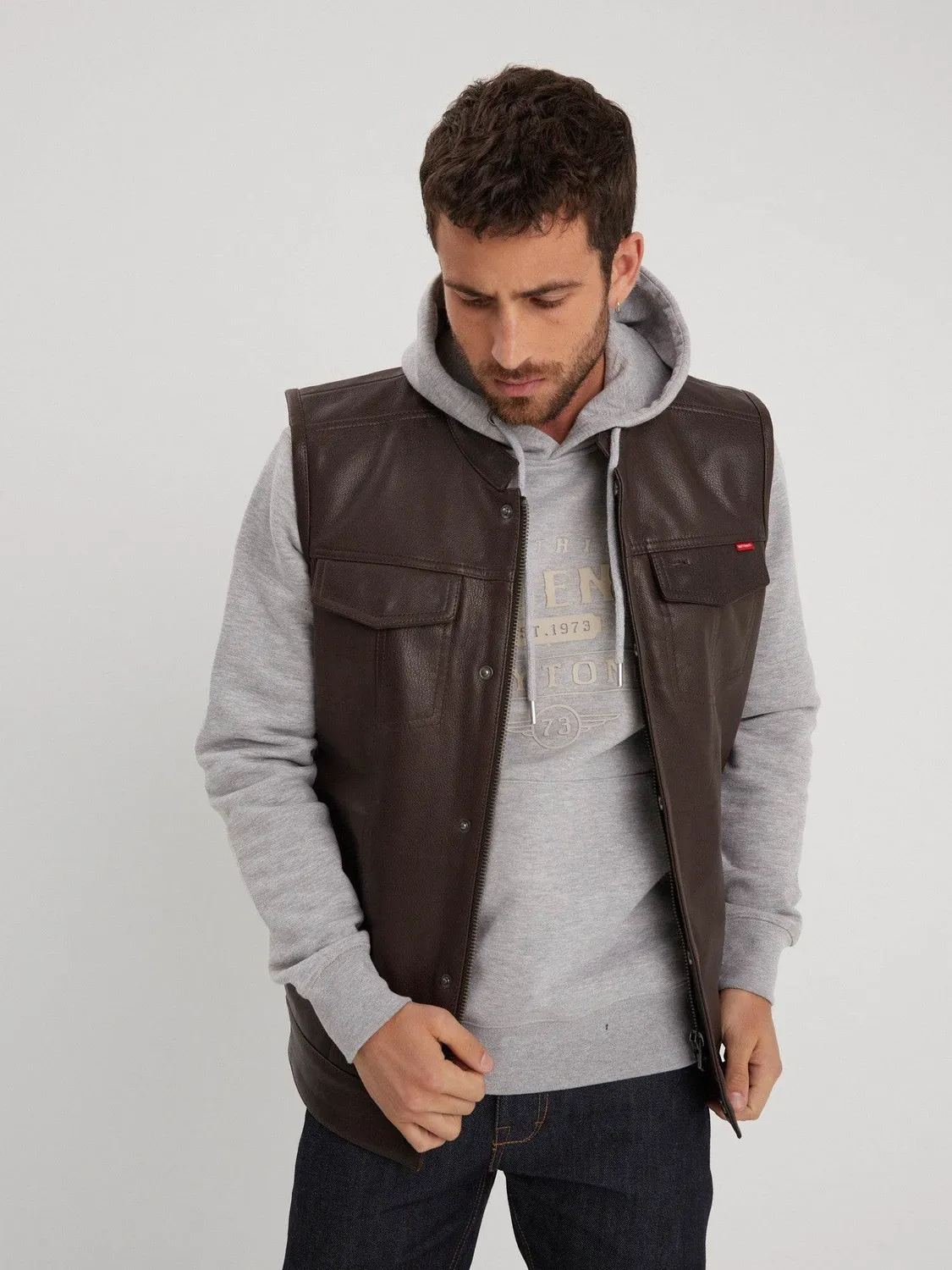 DAYTONA Hot road gilet biker cuir chèvre noir