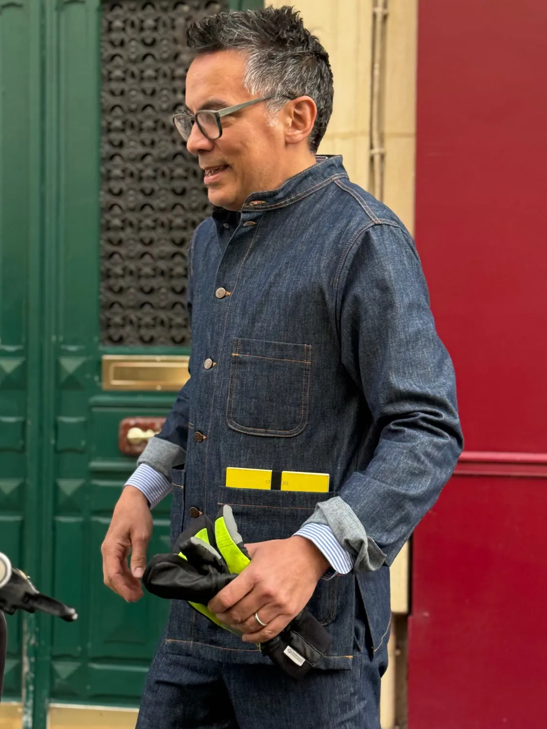 Hollington Naipaul veste denim indigo col officier 42