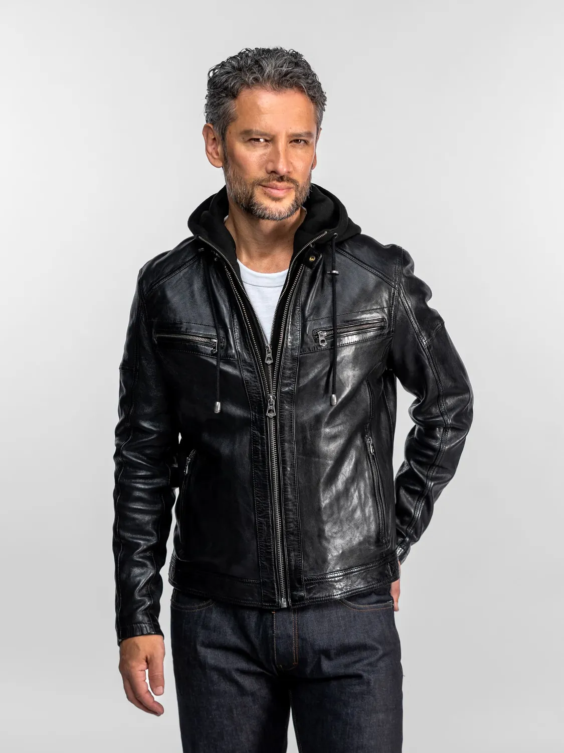 Daytona Bishop blouson cuir vintage agneau noir