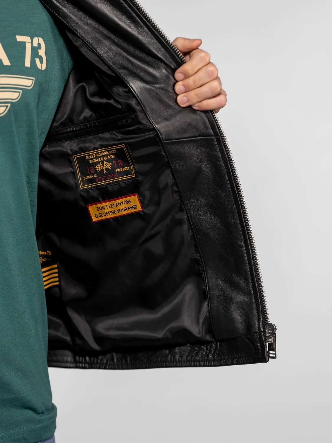 Daytona Wexford Blouson cuir moto mouton patiné noir