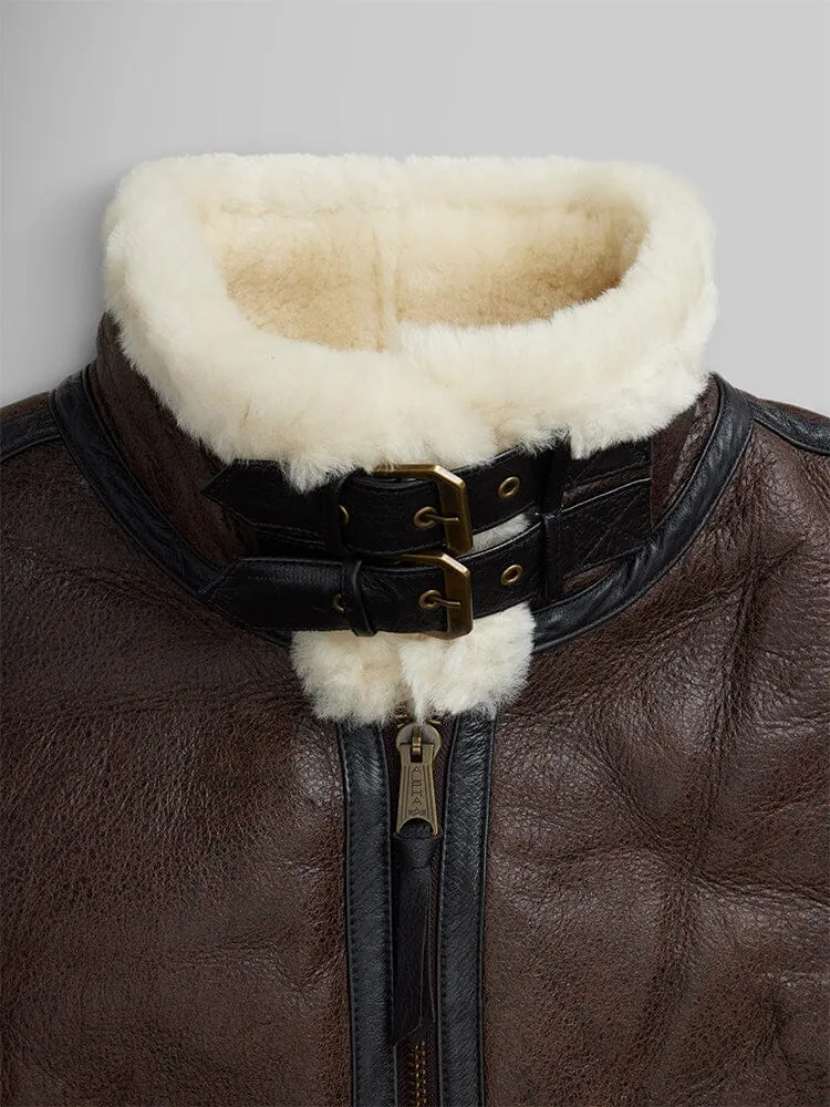 Alpha Industries B-3 Sherpa blouson cuir marron homme