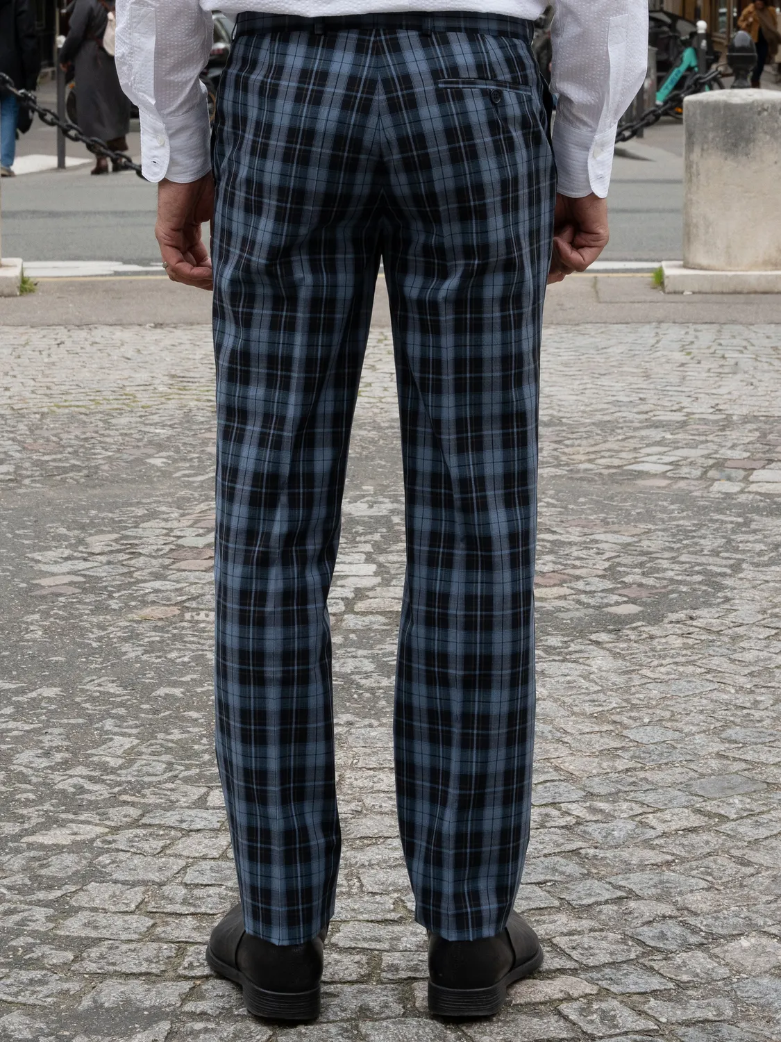 Hollington siza pantalon navy carreaux extensible