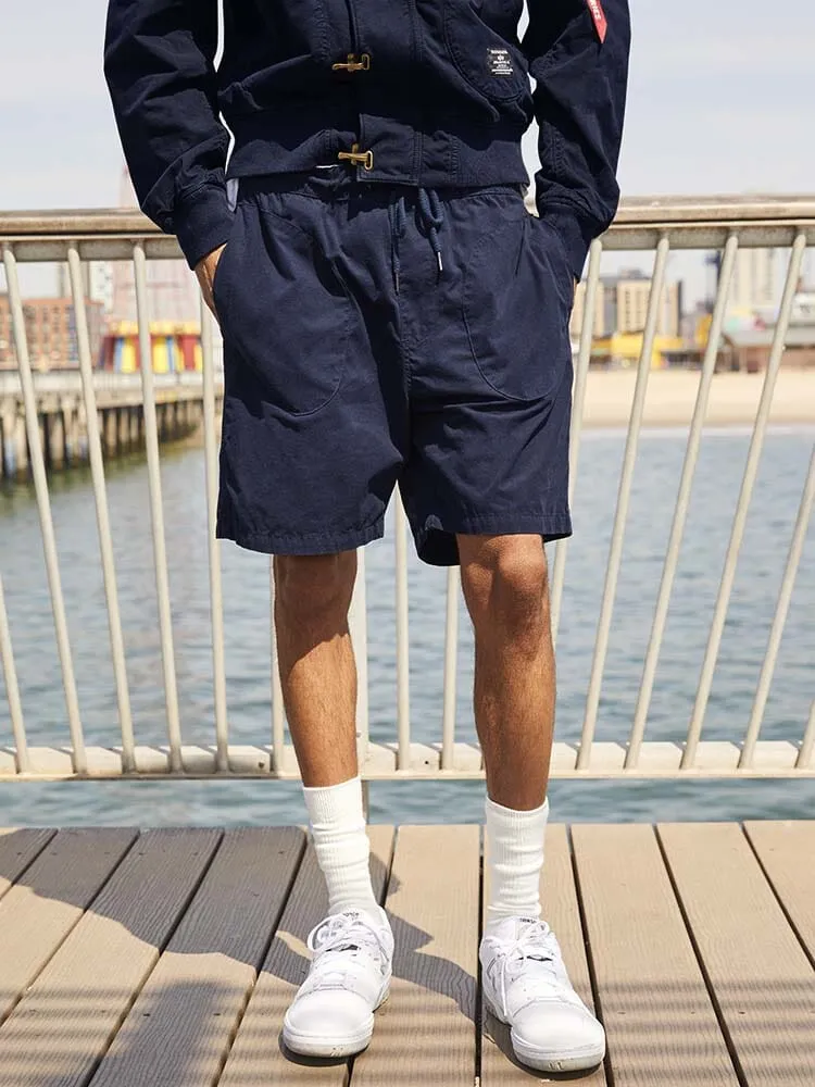 Alpha Industries Deck short coton bleu au-dessus genou