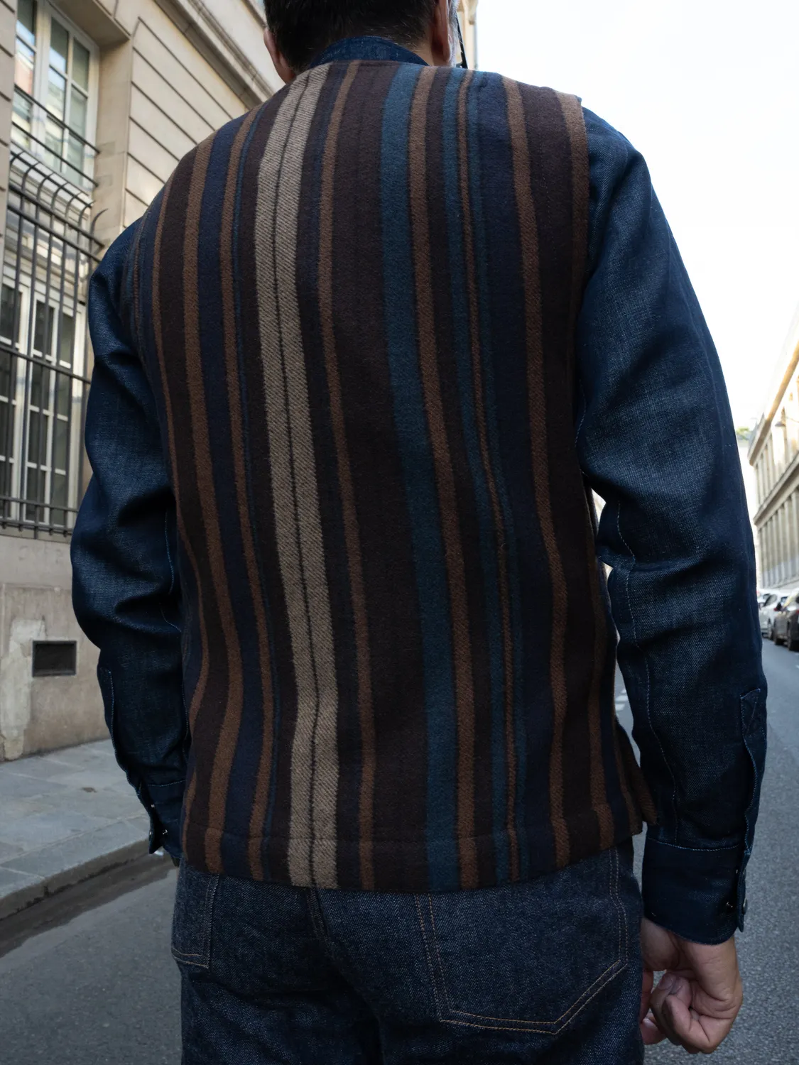 Hollington teddy wool bayadère gilet taille 52 hivernal