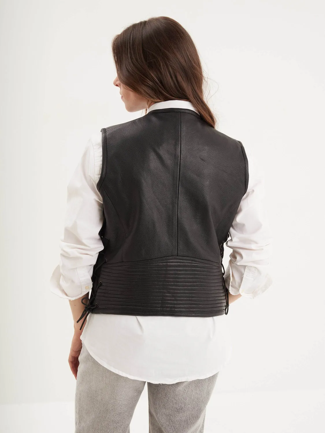 Daytona Free chapter gilet biker cuir noir femme